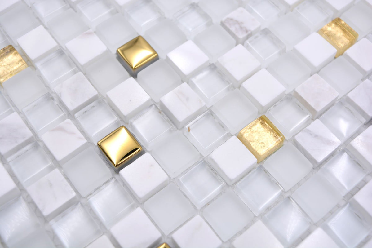 Crystal Weiss Gold Mix Mosaikfliesen