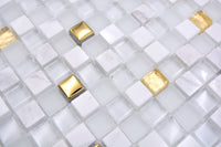 Crystal Weiss Gold Mix Mosaikfliesen