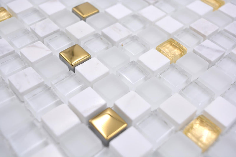Crystal Weiss Gold Mosaikfliese
