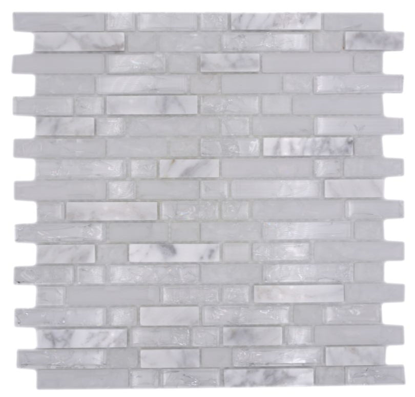 Crystal Weiss Mauerverbandoptik Mosaikfliese