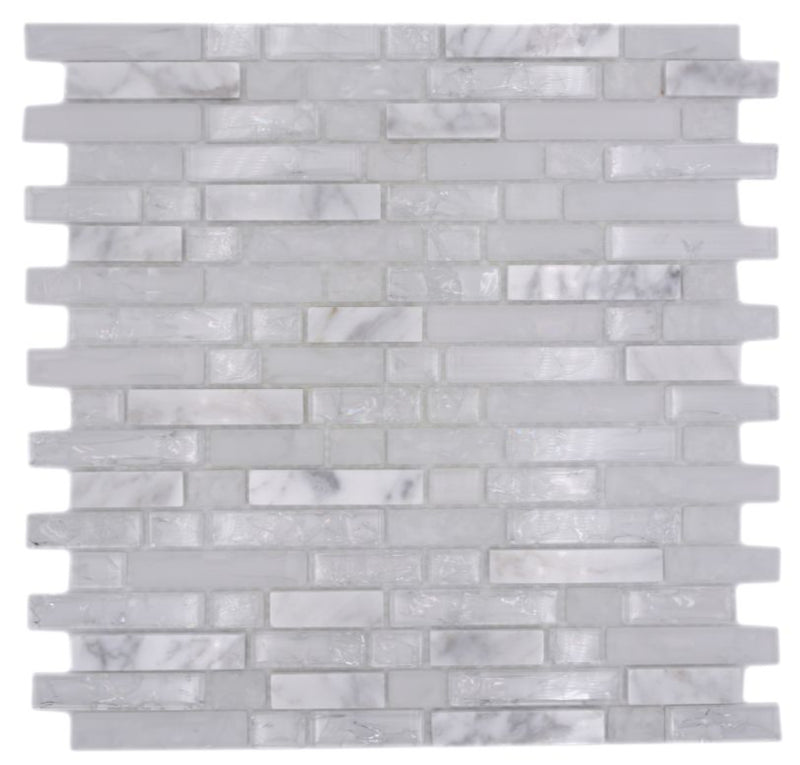 Crystal Weiss Mauerverbandoptik Mosaikfliese