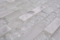 Crystal Weiss Mauerverbandoptik Mosaikfliese Badezimmer Fliesen