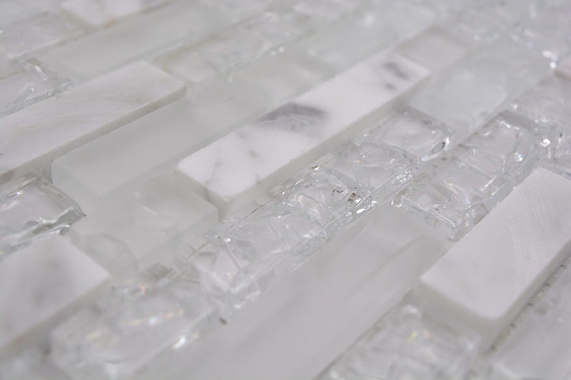 Crystal Weiss Mauerverbandoptik Mosaikfliese Badezimmer Fliesen