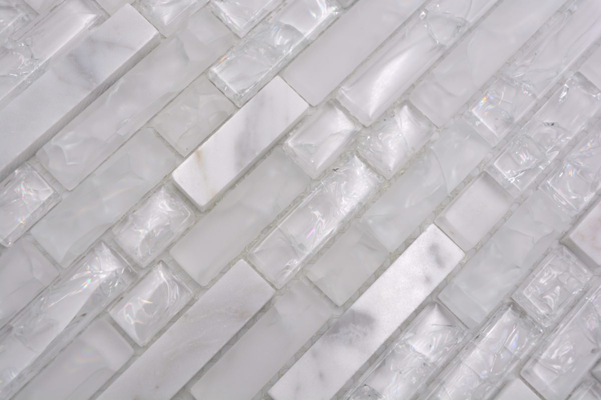 Crystal Weiss Mauerverbandoptik Mosaikfliesen