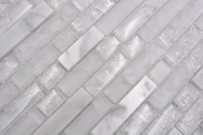 Crystal Weiss Mauerverbandoptik Mosaikfliesen