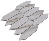 Design Chevron Mosaikfliese Weiss Marmor Optik