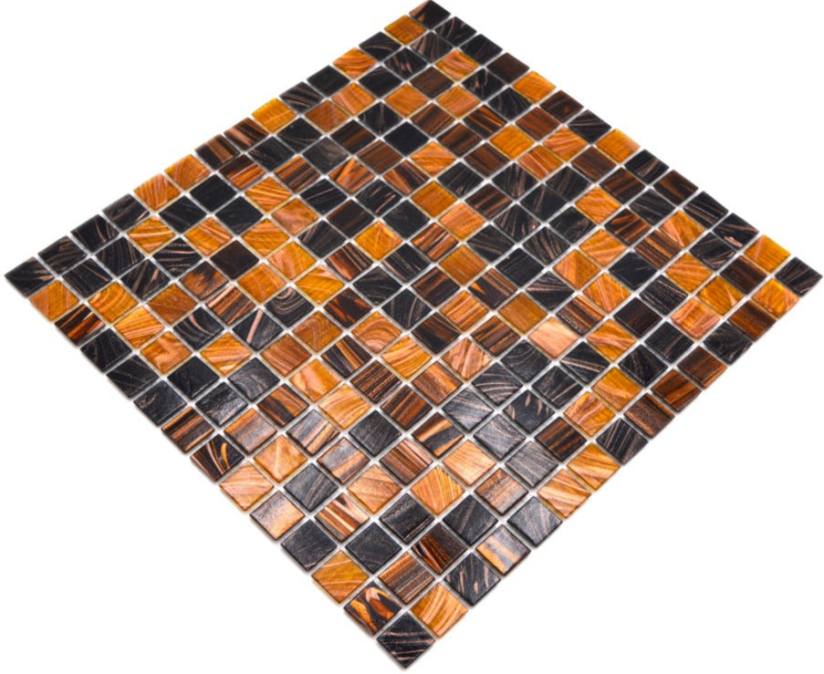 Design Mosaik Fliese Glänzend Glas Kupferbraun Pandemonium