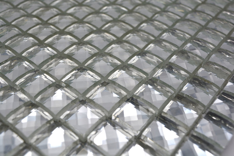 Diamantoptik Kristall Silber Mosaikfliese
