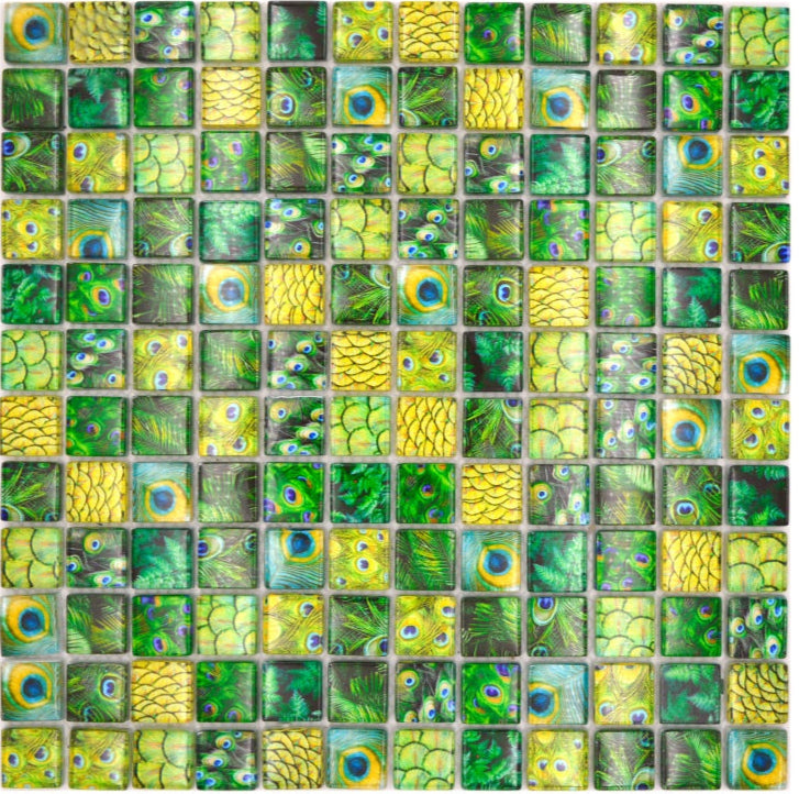 Emerald Feder Grün Glas Mosaikfliesen