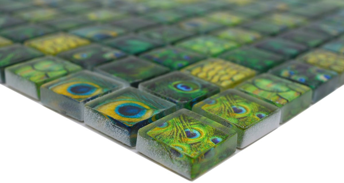 Emerald Feder Grün Glas Mosaikfliesen Glänzend
