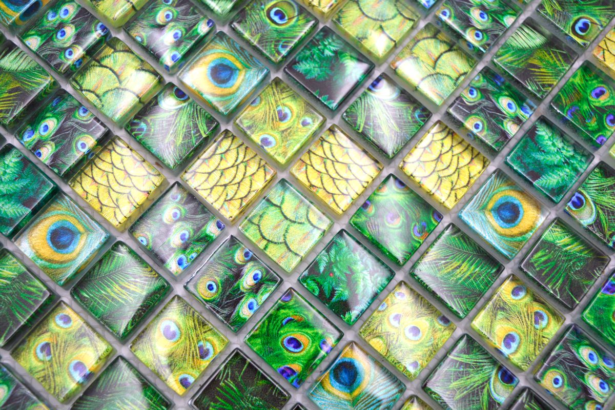 Emerald Feder Grün Glas Mosaikfliesen Plättli