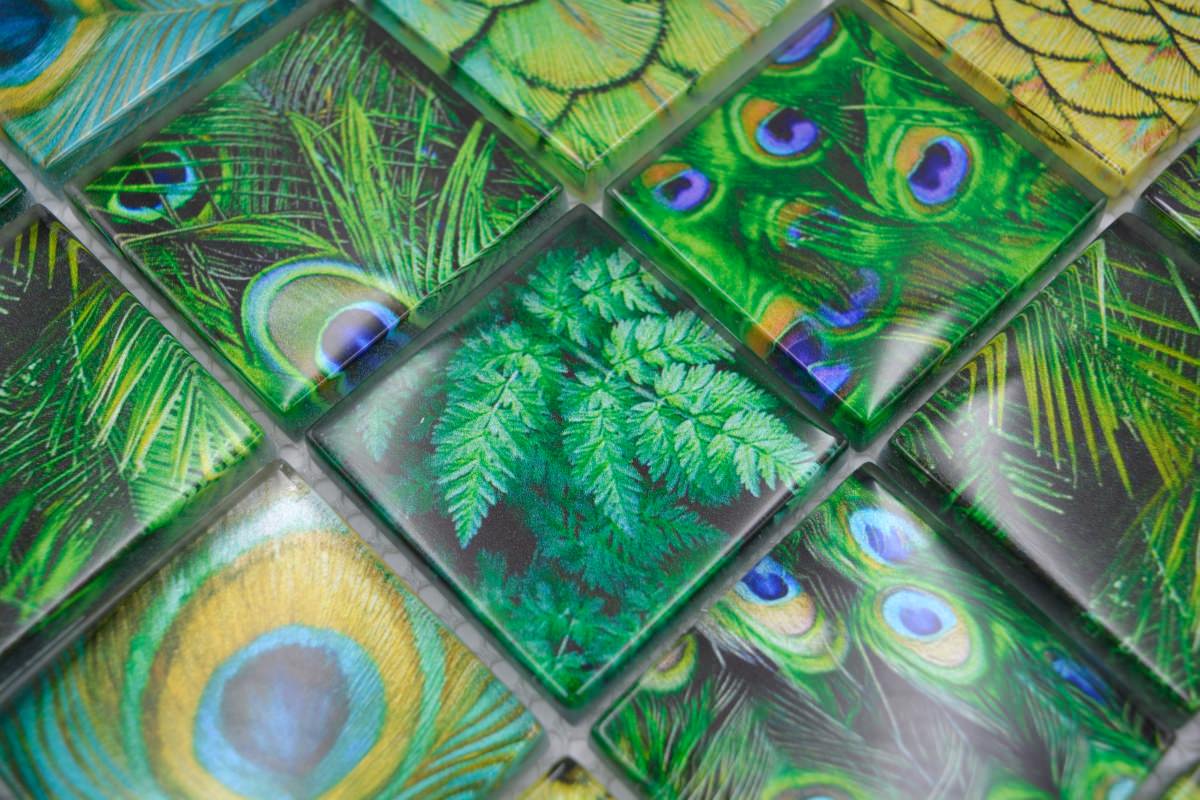 Emerald Grün Feder Glass Mosaik 48 x 48 mm Plättli