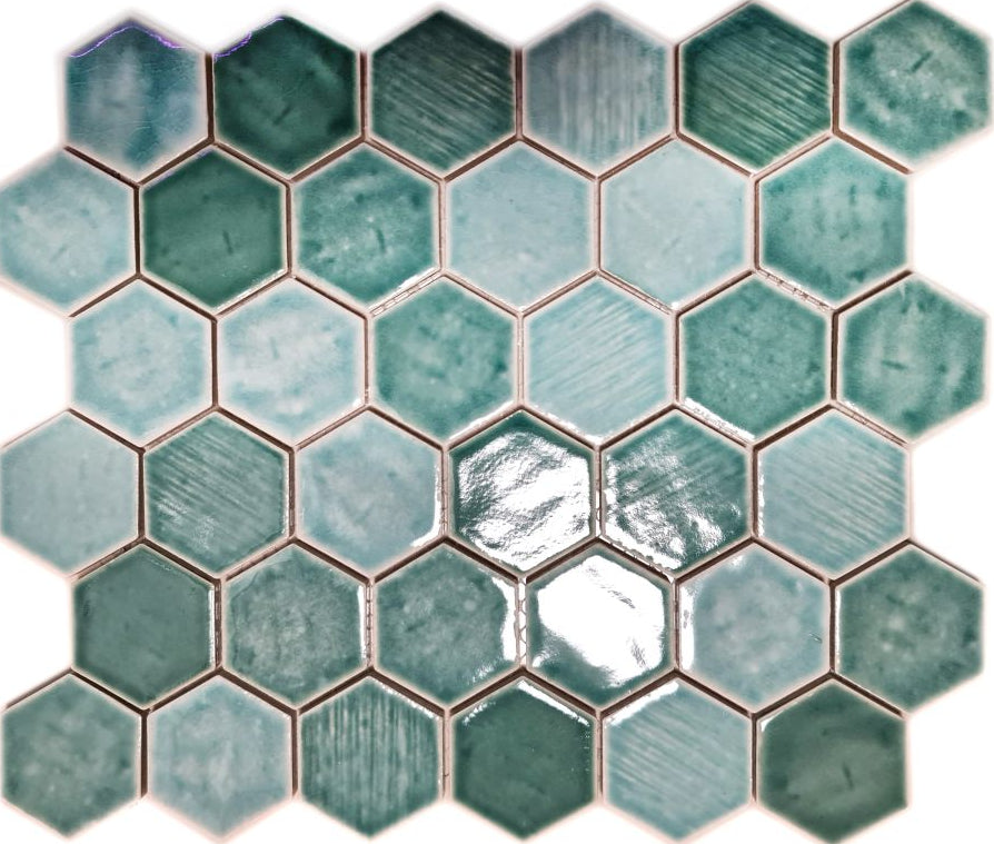Emerald Hexagon Mint Keramik Mosaikfliese