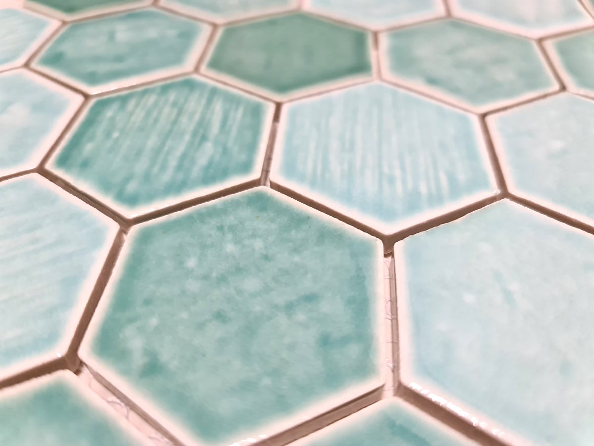 Emerald Hexagon Mint Keramik Mosaikfliese Grün
