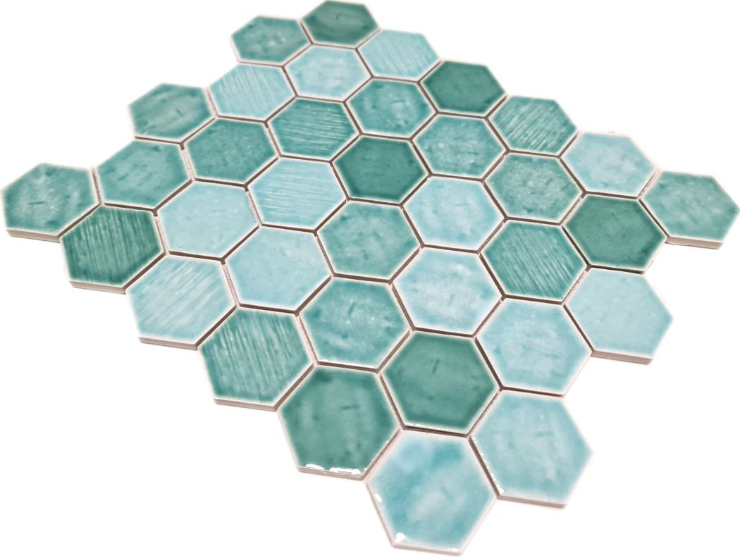 Emerald Hexagon Mint Keramik Mosaikfliese Grüne Plättli
