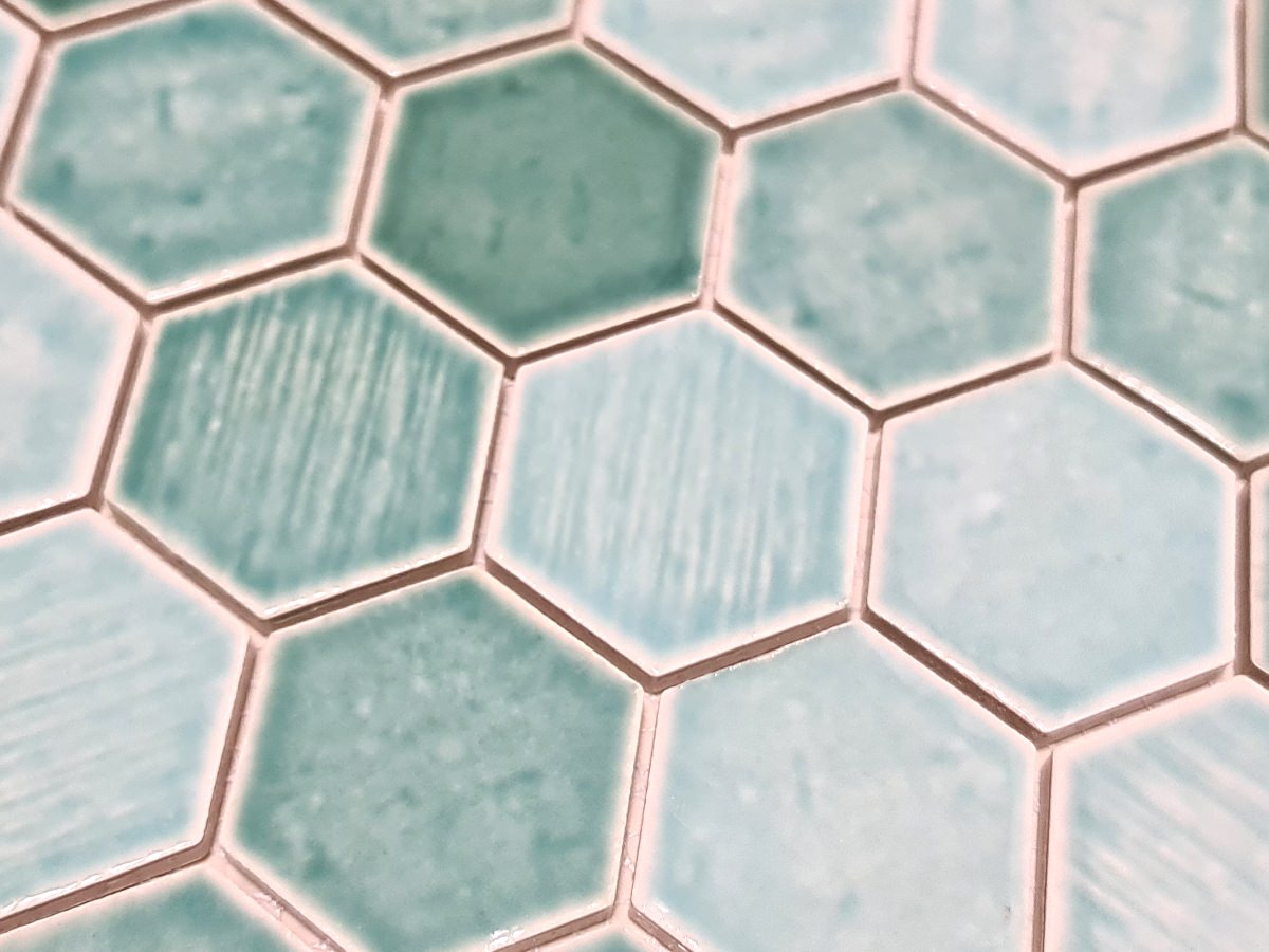 Emerald Hexagon Mint Keramik Mosaikfliese Sechseck