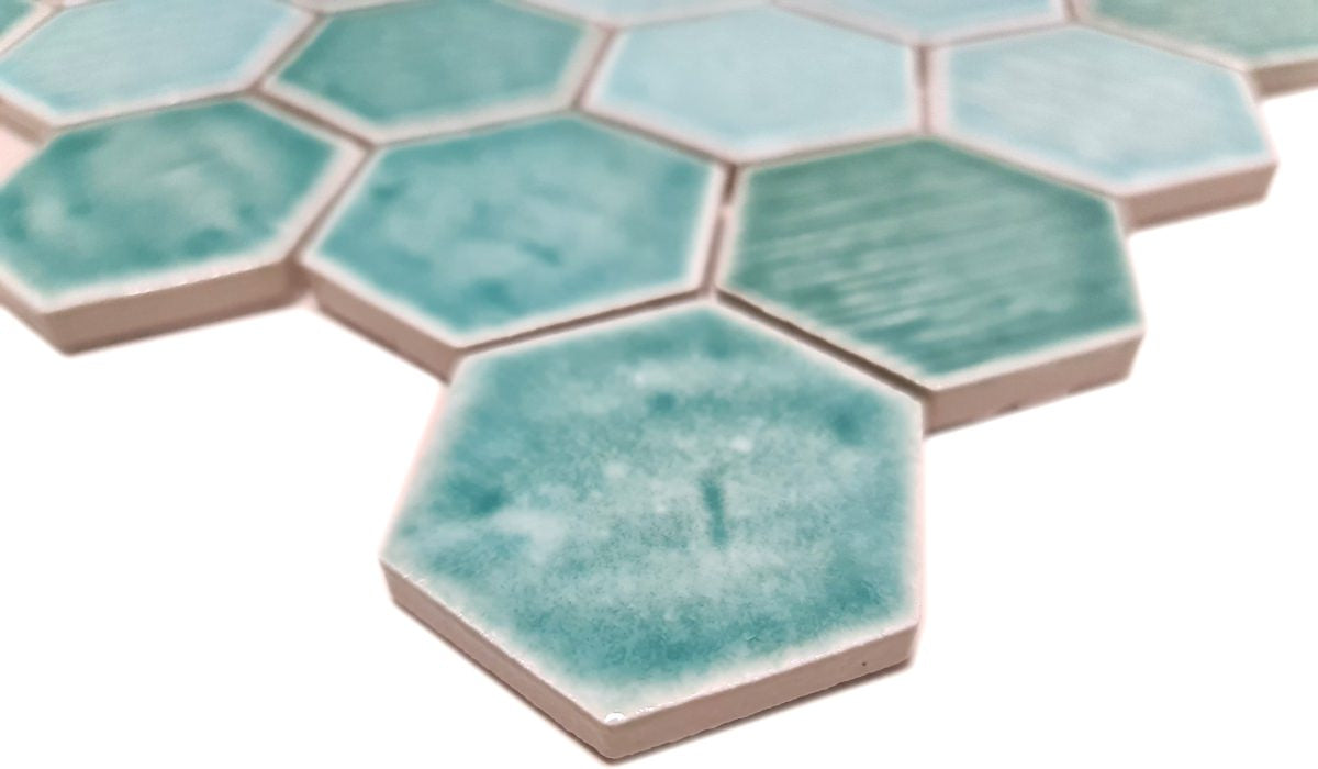 Emerald Hexagon Mint Keramik Mosaikfliese Sechseck Plättli