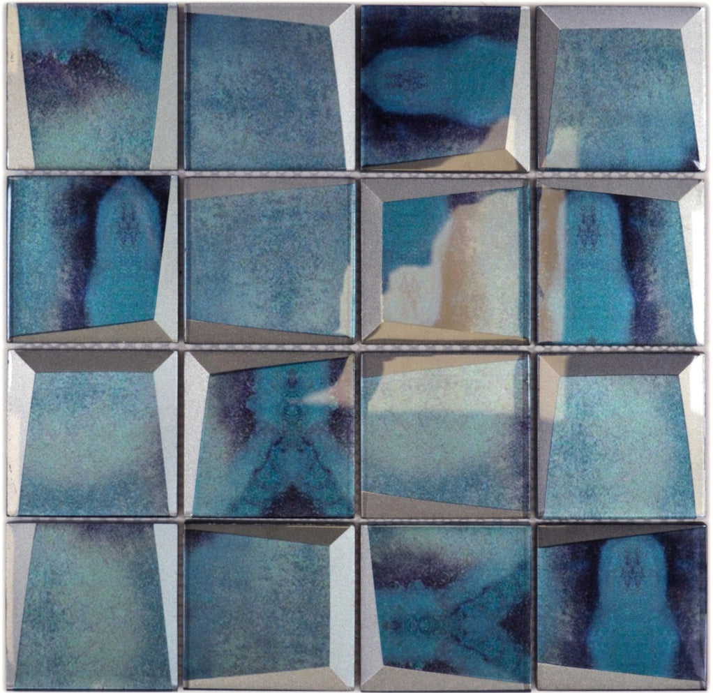 Facetten Mosaik Antikspiegel Blau