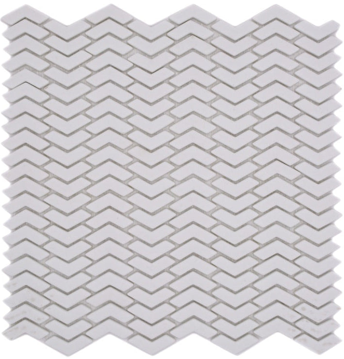 Fischgrät Mosaikfliese Weiss ECO Glas Frostbeständig