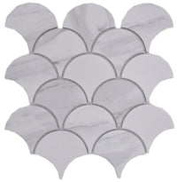 Fischschuppen Keramik Mosaikfliese Weiss