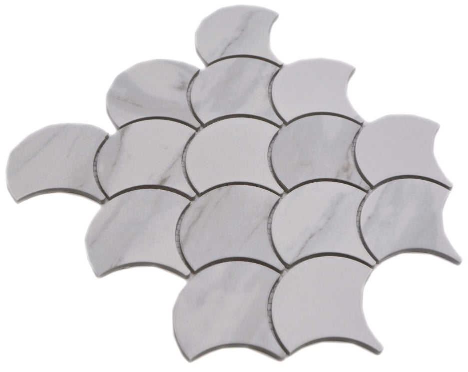 Fischschuppen Keramik Mosaikfliese Weiss Schweizer Plättli