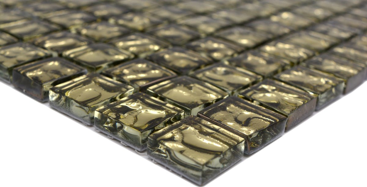 Flüssiges Gold Spiegel Glas Mosaikfliese Glänzend