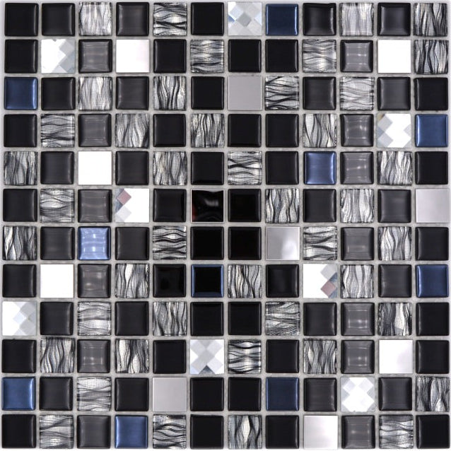 Galaxy Metallic Schwarz Mosaikfliese Selbstklebend