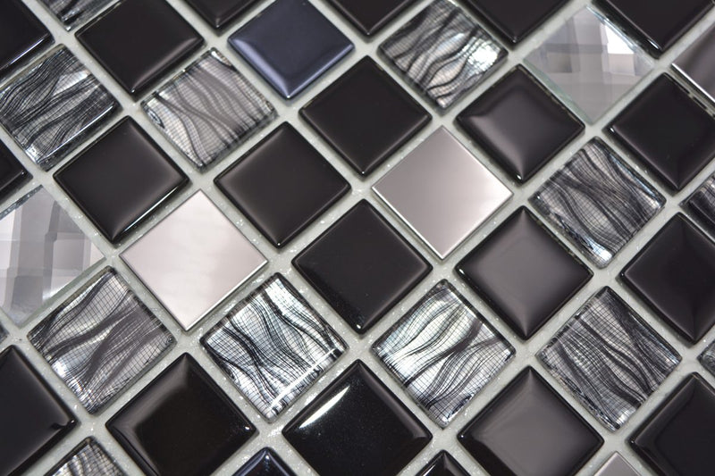 Galaxy Metallic Schwarz Mosaikfliese Selbstklebend Blau