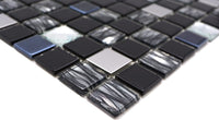 Galaxy Metallic Schwarz Mosaikfliese Selbstklebend Silber