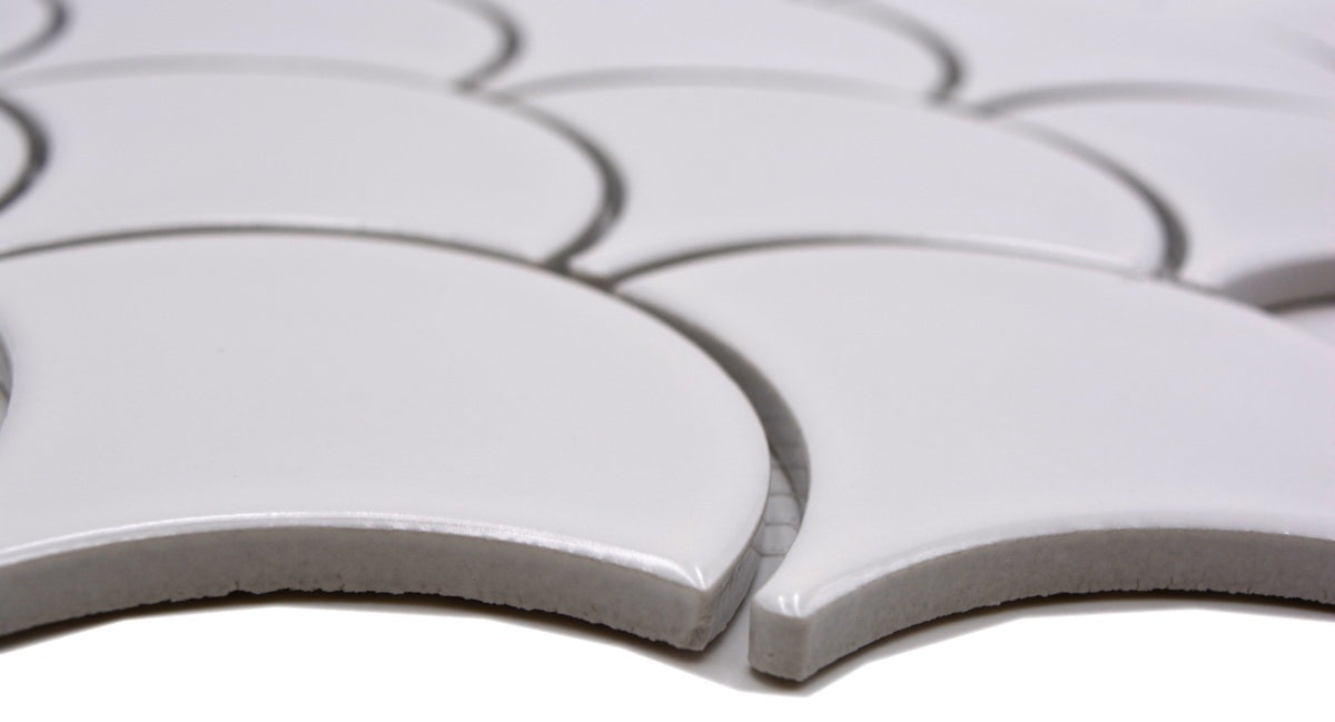 Gelato Weiss Keramik Mosaikfliese Glänzend Muschel