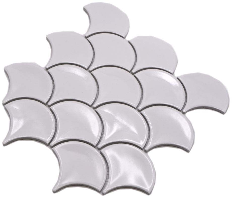 Gelato Weiss Keramik Mosaikfliese Muschel Glänzend Schweiz