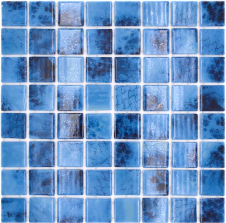 Glas Mosaik Schwimmbad Plättli Baltic Blau