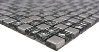 Glas Mosaikfliese Silber  Crystal
