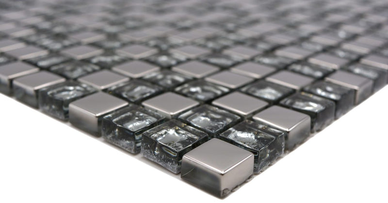 Glas Mosaikfliese Silber  Crystal