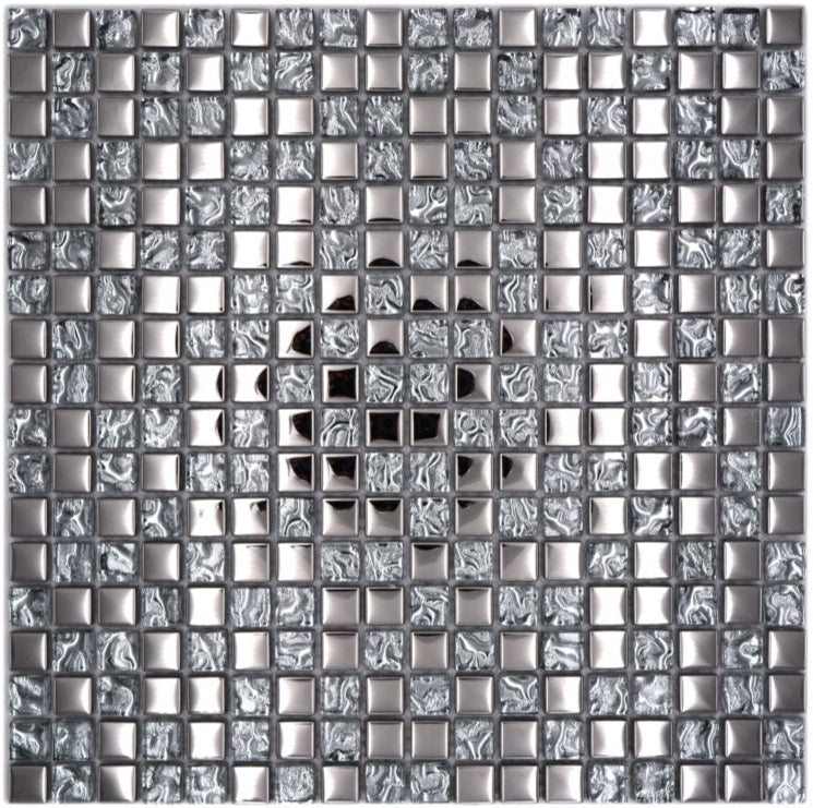 Glas Mosaikfliese Silber Metallic Crystal
