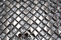 Glas Mosaikfliese Silber Metallic Crystal Plättli