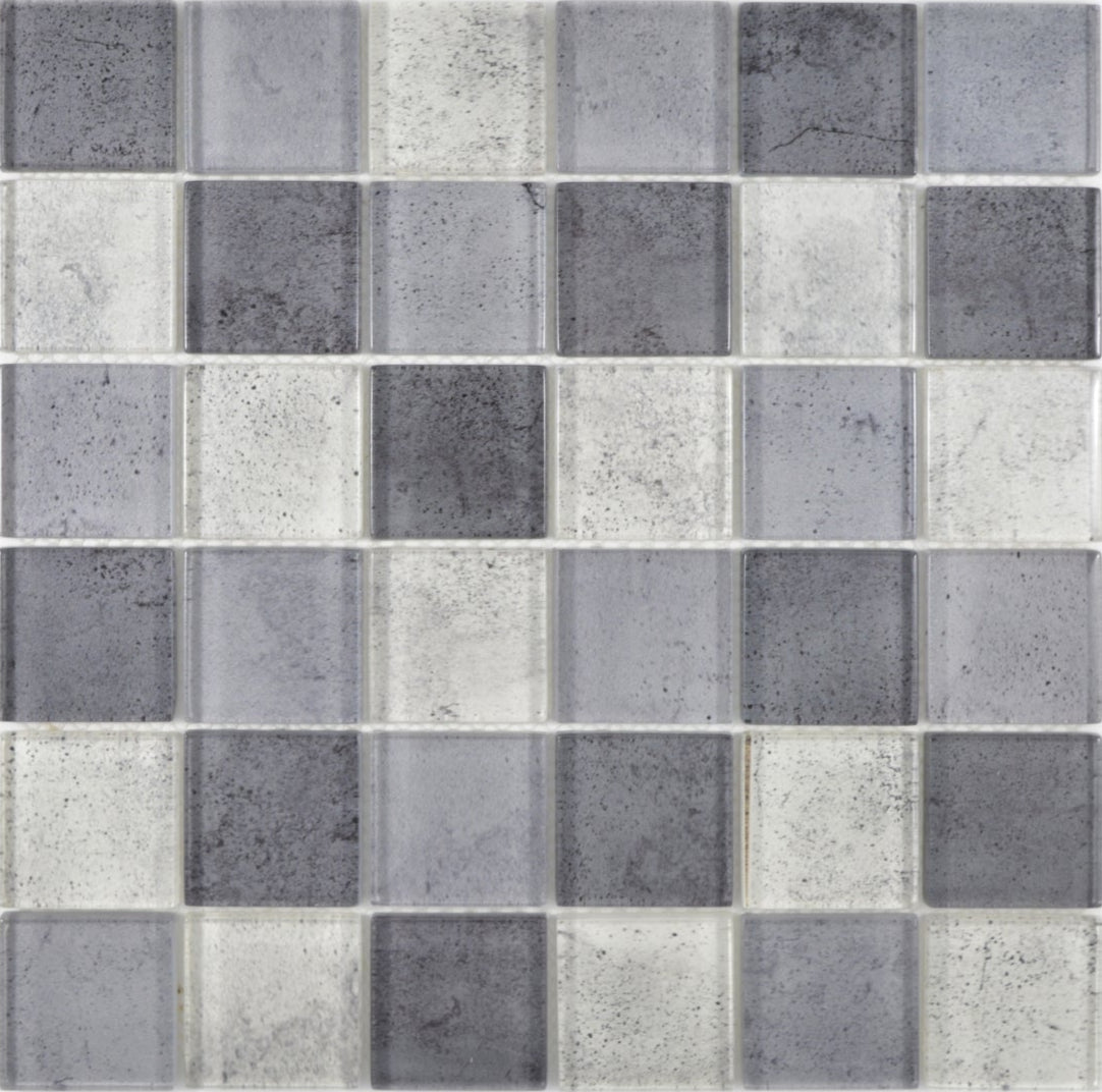 Glas Mosaikfliese Zürich Grau Mix Plättli