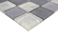 Glas Mosaikfliese Zürich Grau Mix Plättli Glänzend
