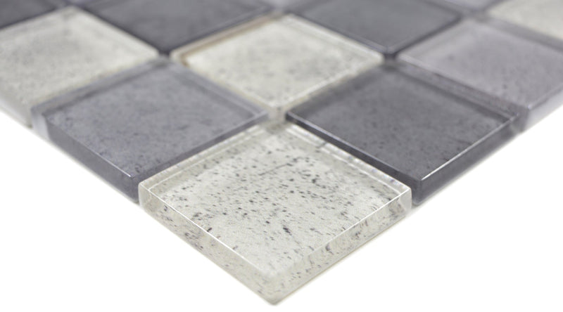 Glas Mosaikfliese Zürich Grau Mix Plättli Glänzend