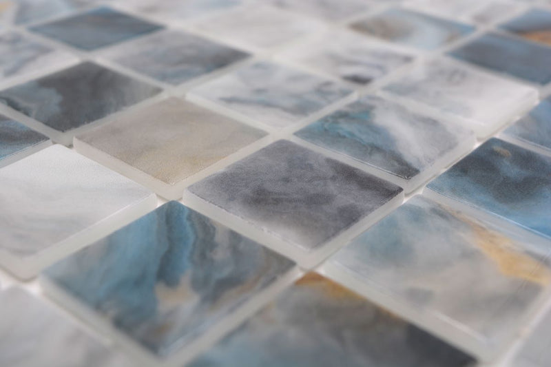 Glasmosaik Gletscherblau Plättli für Pool, Küche & Bad Mix Fliese