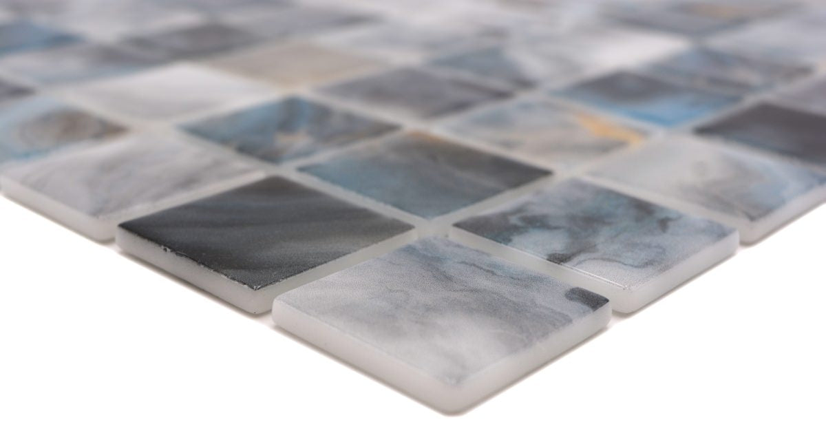 Glasmosaik Gletscherblau Plättli für Pool, Küche & Bad Quadrat