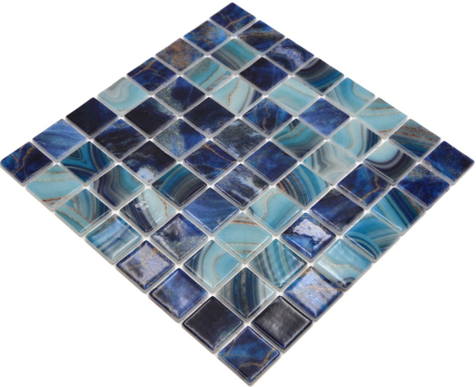 Glasmosaik Pool Baltic Shell Blau Schwimmbad Plättli