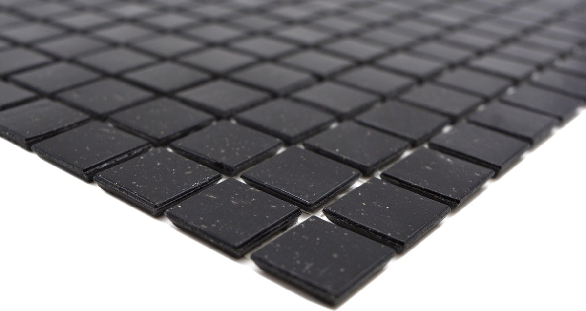 Glasmosaik Schwarz Noir für Wand und Boden 327 × 305 mm Quadrat