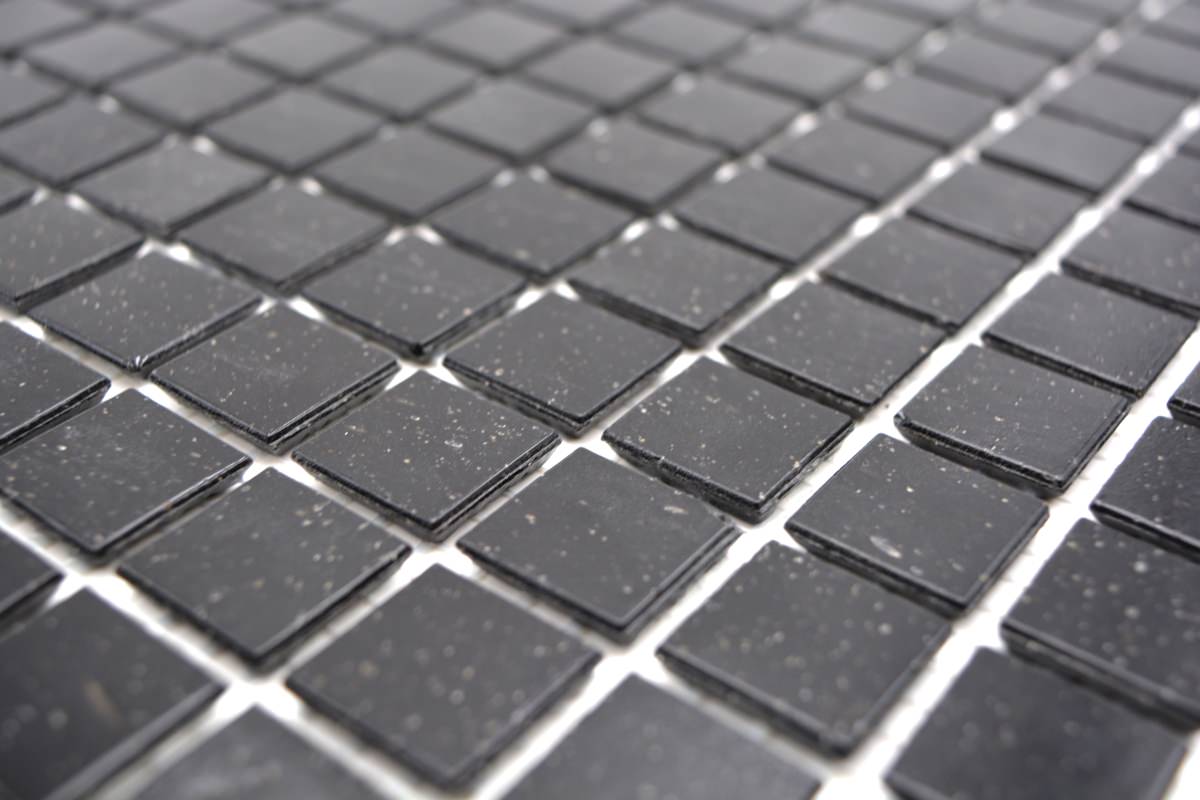 Glasmosaik Schwarz Noir für Wand und Boden 327 × 305 mm Quadrat Plättli