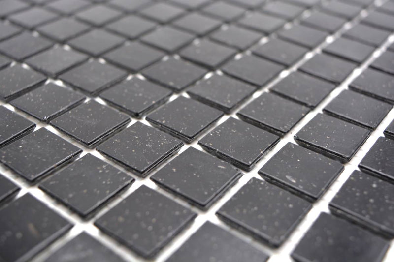 Glasmosaik Schwarz Noir für Wand und Boden 327 × 305 mm Quadrat Plättli