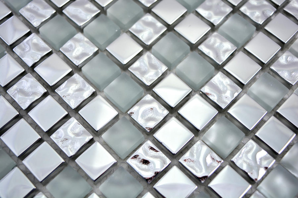 Glasmosaik Silber Kristall Eisoptik 