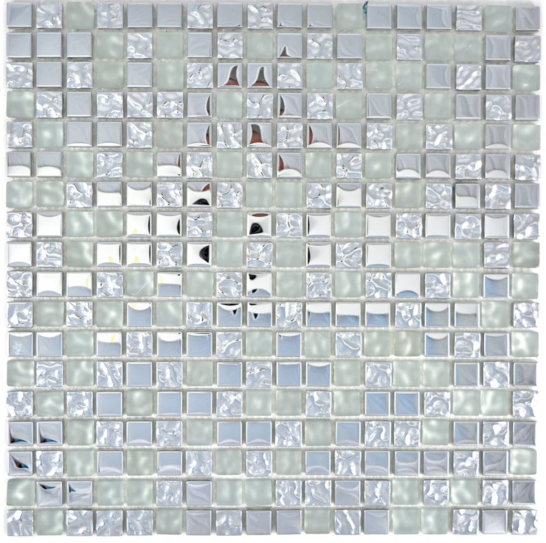 Glasmosaik Silber Kristall Eisoptik 15x15 mm