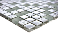 Glasmosaik Silber Kristall Eisoptik 15x15 mm Plättli