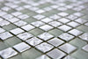 Glasmosaik Silber Kristall Eisoptik 15x15 mm Spiegel