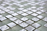 Glasmosaik Silber Kristall Eisoptik 15x15 mm Spiegel